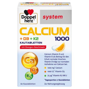 DOPPELHERZ Calcium 1000+D3+K2 system Kautabletten DOPPELHERZ Calcium 1000+D3+K2 system Kautabletten