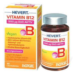 Produktbild von VITAMIN B12 HEVERT 500 μg Duo Aktiv Lutschtabl.