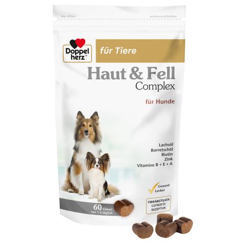 DOPPELHERZ für Tiere Haut&Fell Compl.Chews f.Hunde